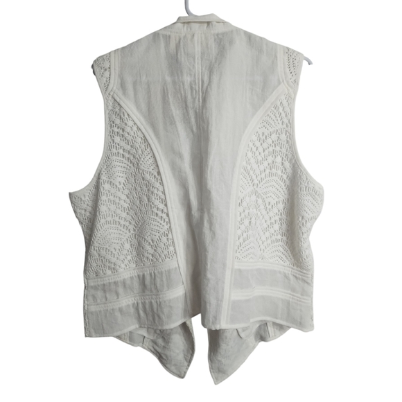 Chicos‎ Open Front Lace Mix Pattern Boho Rodeo Western Romantic Ranch Vest L - Picture 3 of 6